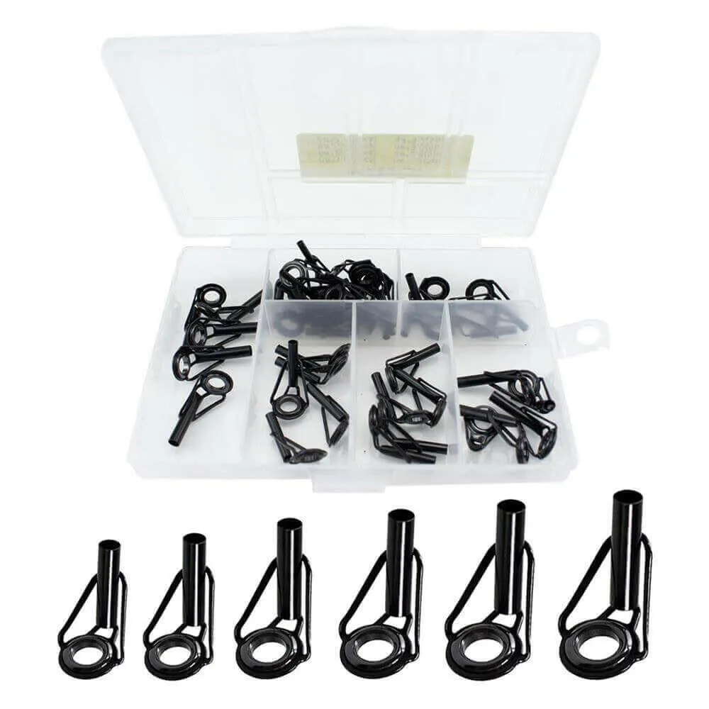 40 Pcs Fishing Rod Top Ring Guide Eye Set With Square Storage Box SP