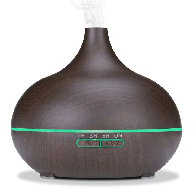 550ml Aromatherapy Essential Oil Diffuser Wood Grain Remote Control