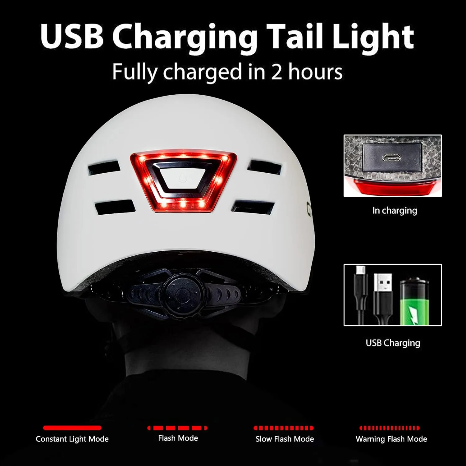 Bike Helmets for Adults - Front and Rear LED Lights Adjustable Bicycle Helmet for Adults Men Women Scooter Helmet for Commuting, Road Biking, Skating, Scooter
