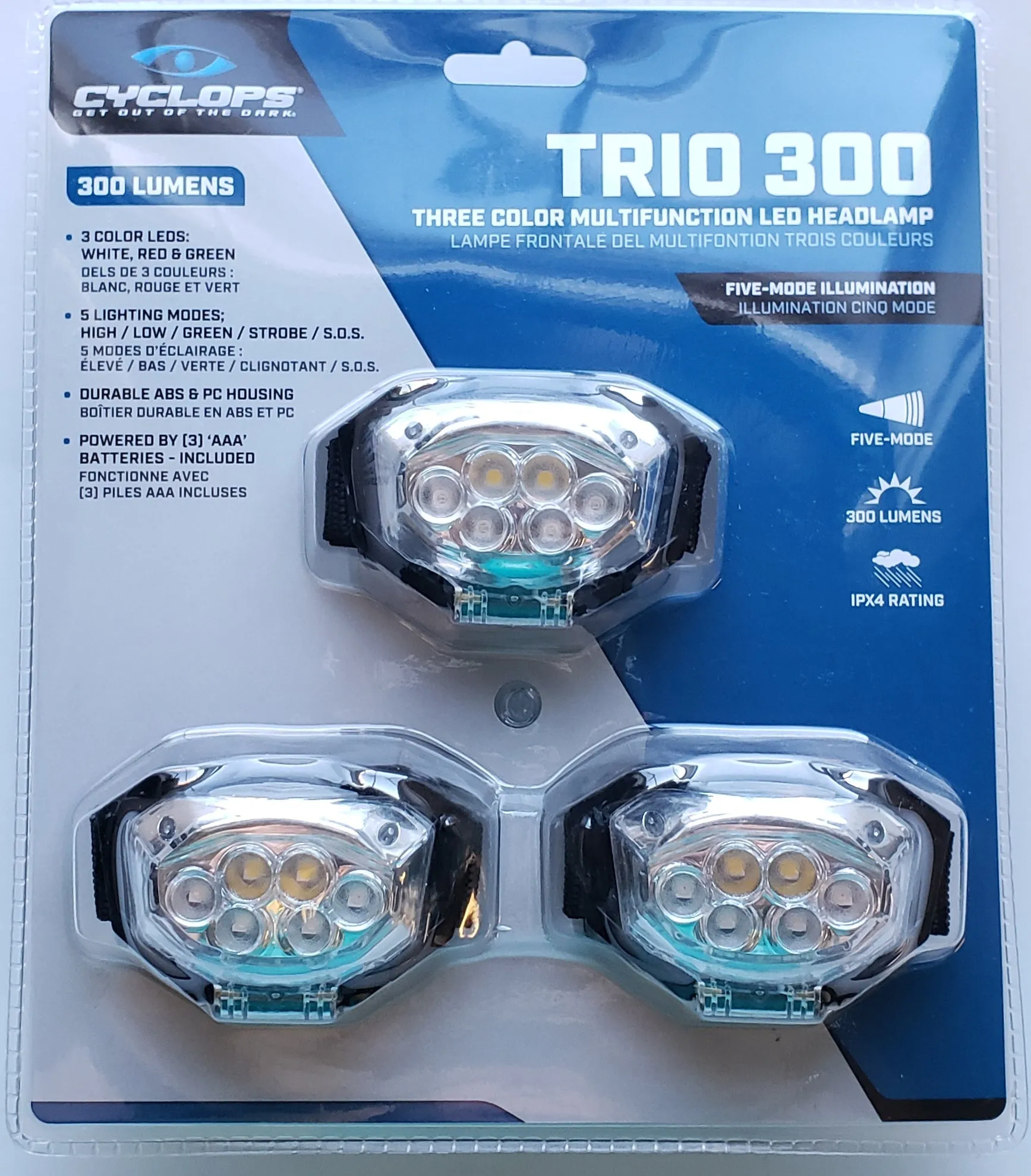 Cyclops 300 Lumens Headlamp 3 Pack