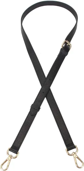 Full Grain Leather Adjustable Replacement Cross Body Purse Shoulder Strap Handbag Bag Wallet, 2/3 Wide (Black)