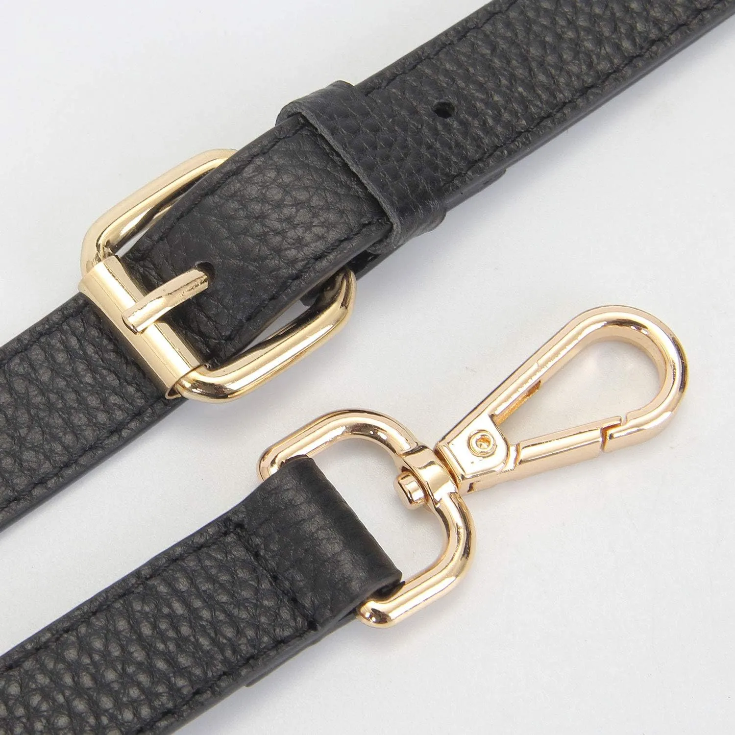 Full Grain Leather Adjustable Replacement Cross Body Purse Shoulder Strap Handbag Bag Wallet, 2/3 Wide (Black)