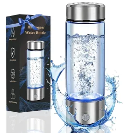 Hydrogen Water Bottle Generator, Portable Hydrogen Water Ionizer Machine Rechargeable Hydrogen Rich Water Glass Bottle for Travel 420ml Gift for Women Gifts for Men Gifts for Firend Birthday Gifts