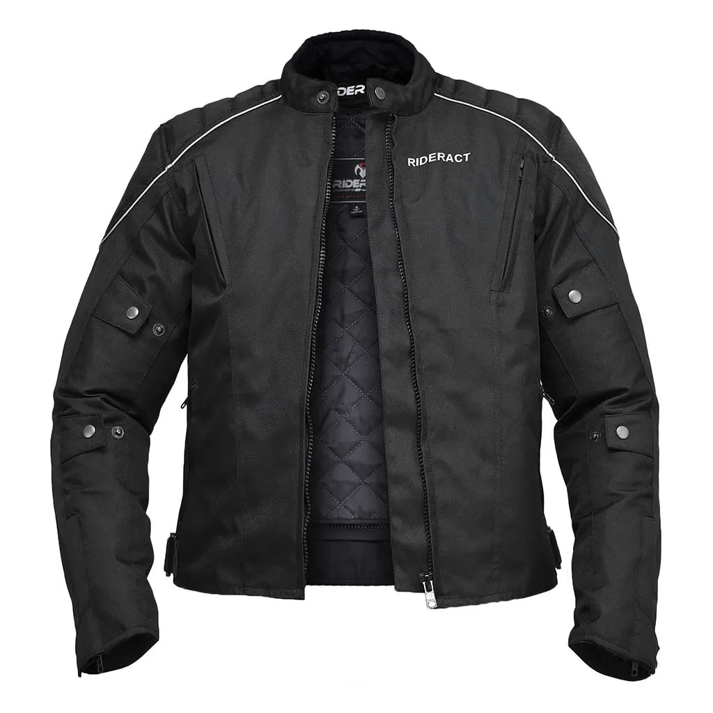 RIDERACT® Waterproof Motorbike Jacket Classic Black Motorcycle Jacket