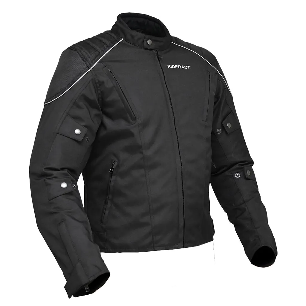 RIDERACT® Waterproof Motorbike Jacket Classic Black Motorcycle Jacket