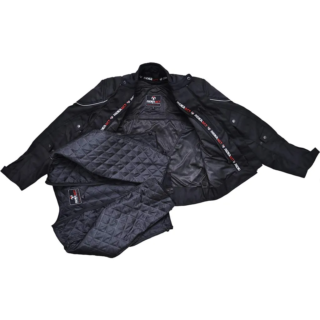 RIDERACT® Waterproof Motorbike Jacket Classic Black Motorcycle Jacket