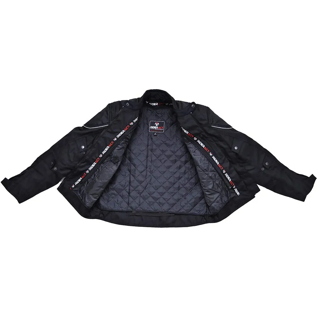 RIDERACT® Waterproof Motorbike Jacket Classic Black Motorcycle Jacket