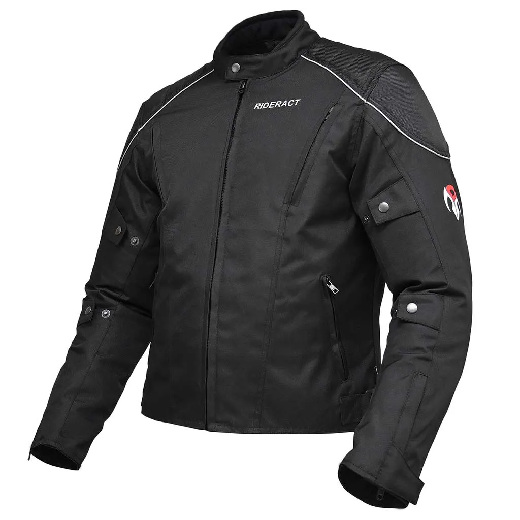 RIDERACT® Waterproof Motorbike Jacket Classic Black Motorcycle Jacket
