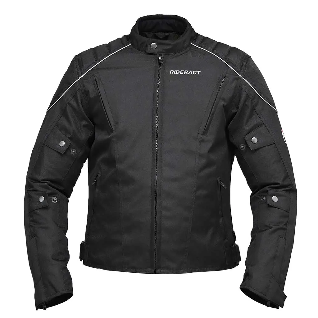 RIDERACT® Waterproof Motorbike Jacket Classic Black Motorcycle Jacket
